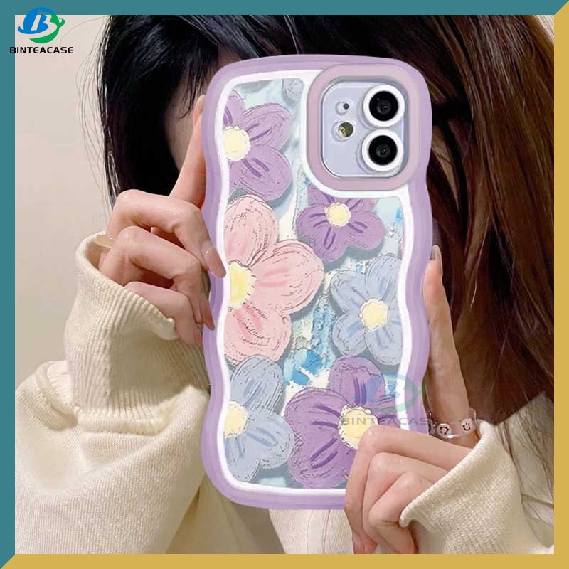 Casing TPU IPhone 14 14 Pro MAX 11 Pro 11 Pro MAX 12 12 Pro 12 Pro MAX 13 Pro MAX X XR XS MAX 6 6S 7 8 Plus Motif Lukisan Bunga Ungu