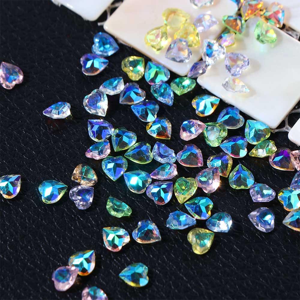 MXBEAUTY Nail Art Rhinestones Glitter 20/100pcs Resin Kaca Flatback AB Kristal Aurora Dekorasi Nail Art