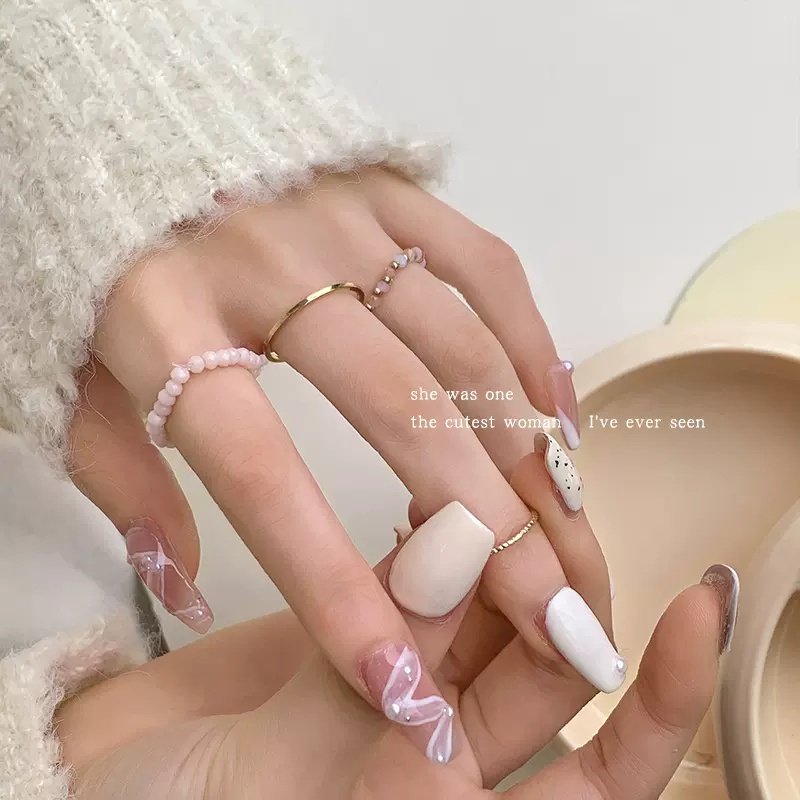 Set Cincin Manik-Manik Mutiara Bahan Resin Gaya Korea Untuk Wanita