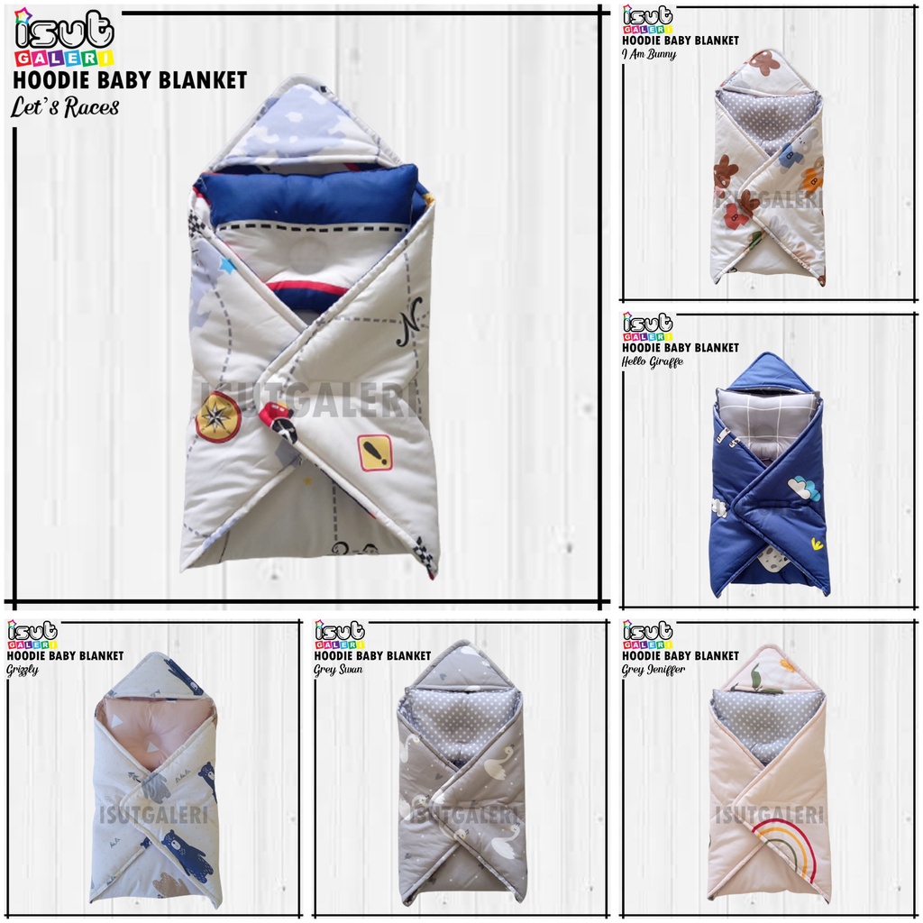 ISUT GALERI - Hoodie Baby Blanket | Selimut Bayi Baru Lahir Cocok Untuk Kado Baby Gift