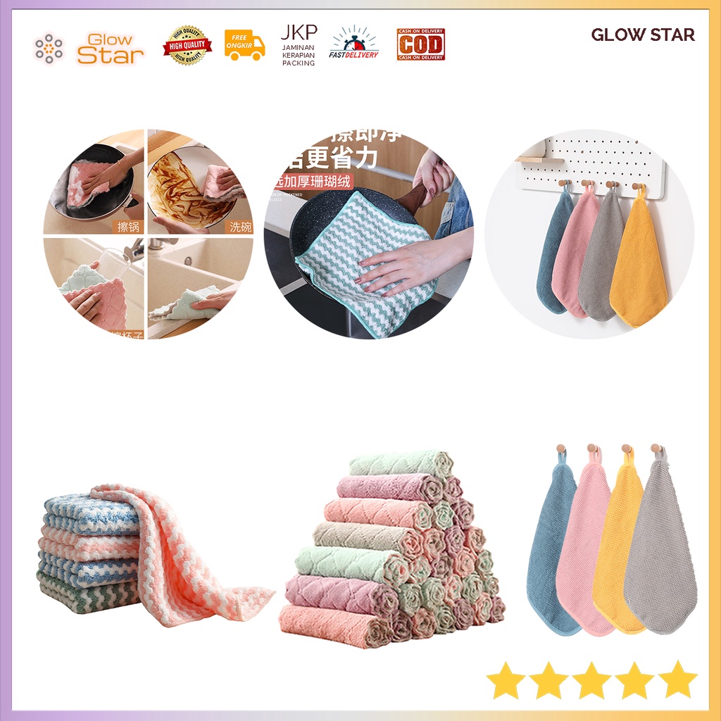 1 PCS Kain Lap Dapur Microfiber Cleaning Cloth Halus tebal Pembersih meja makan Lap tangan Bludru halus, Kain ruang tamu meja makan serbaguna Kebersihan bersih