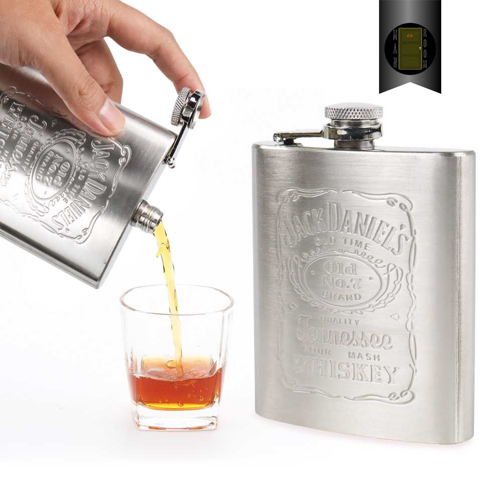 Botol Minum Gepeng Stainless Hip Flask 7oz Jim Biem Beer Wine