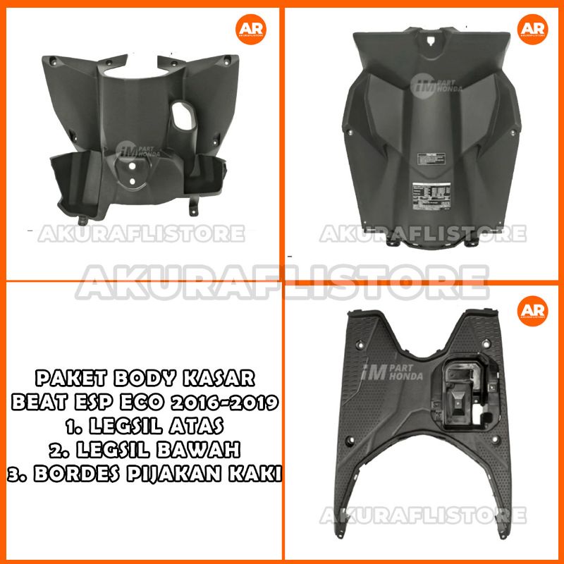 PAKETAN BODY KASAR HONDA BEAT FI ESP 2017-2019 LEGSIL ATAS KUNCI + LEGSIL BAWAH DASHBOARD + BORDES P
