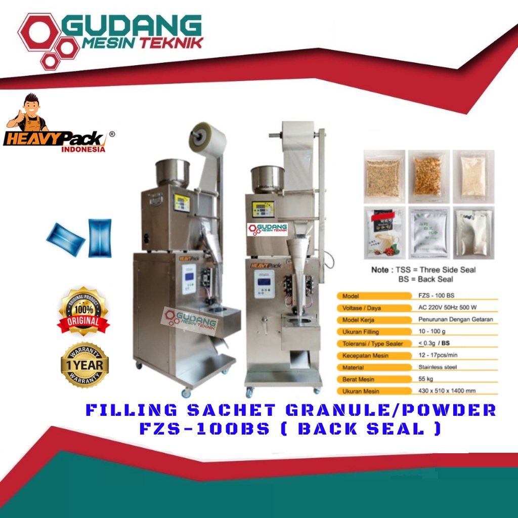 Heavypack FZS-100BS Packing Sachet Machine Mesin Packing Kemas Sachet Otomatis Butiran Bubuk