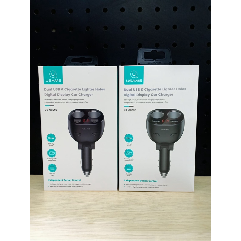 Car Charger Usams CC099 Charger Mobil Dual Port Power Outlet 96W