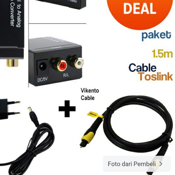 Paket kabel Optik Toslink + Conventer Optik Audio To RCA/Analog Audio