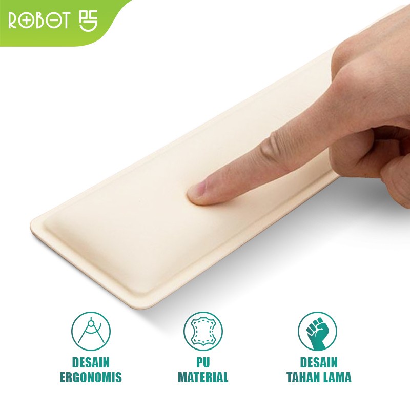 ROBOT RW02 Ergonomic Design PU Material Keyboard Wrist Rest Pad - Cream