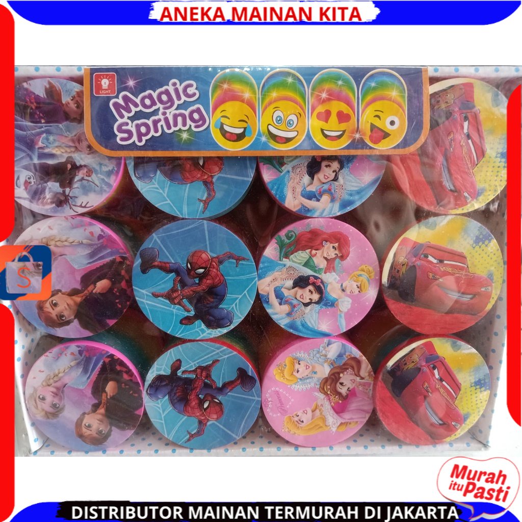 Mainan Anak Per Pegas Pelangi Jumbo Rainbow Spring Slinky Magic Warna Pelangi Ada Lampu