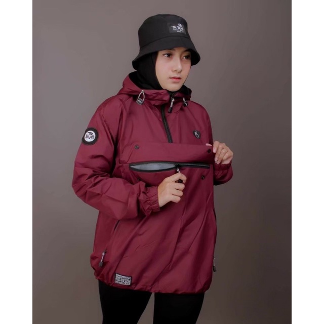 The Bojiel Maroon Jaket Cougle Simple Jaket Parasut Jaket Outdoor Jaket Cagoule JNK