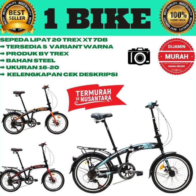 SEPEDA LIPAT TREX XT 7 DB 16 DAN 20 SHIMANO 7 SPEED FOLDING BIKE DISC ERGT64616E