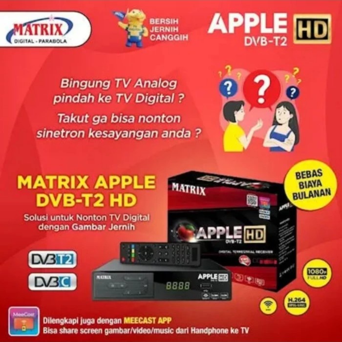 Tv Digital Full HD - STB - Set Top Box TV Digital Matrix DVB T2 Apple