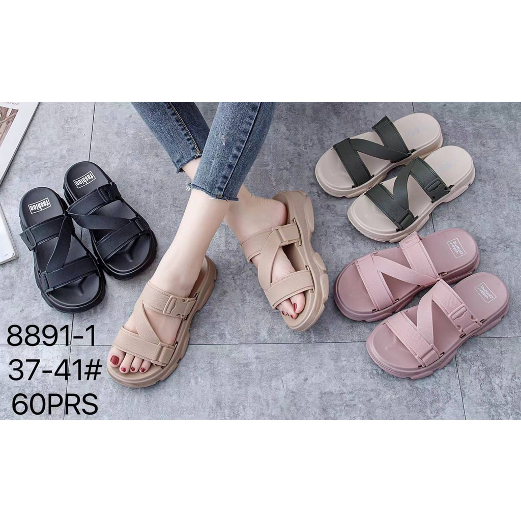 Sandal Wanita Terbaru/Sendal Wedges Karet Jelly Laluna 8891-1