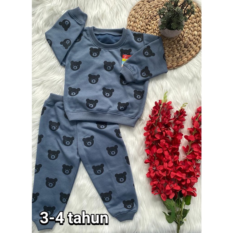 sweater bayi murah lucu motif kepala beruang setelan 3-18bulan