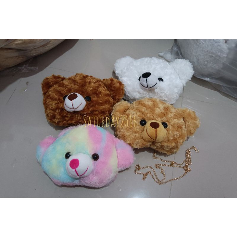 Tas Bulu Kepala Beruang Tas Selempang Viral Kepala Beruang Bulu Premium