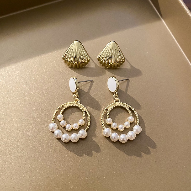 Anting Stud Mutiara Gaya Retro Untuk Wanita