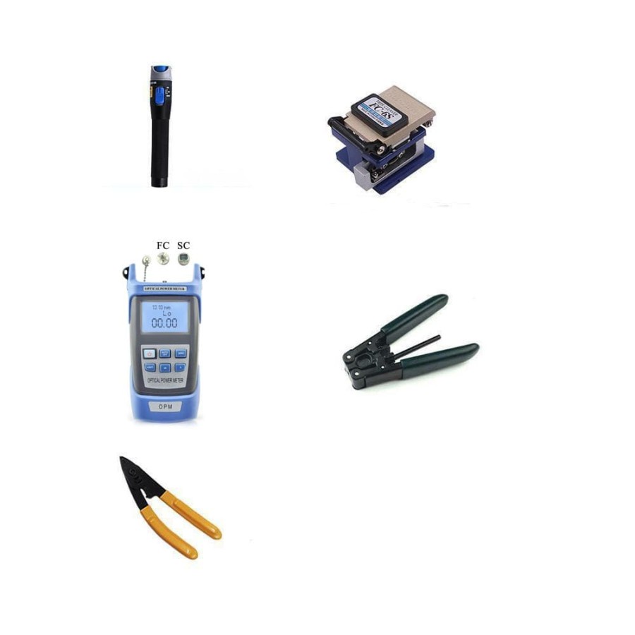 Fiber Optic Tools Kit FTTH FC-6S Fiber Cleaver Optical Power Meter Satu set