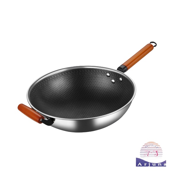 Wajan Stainless Stell Gagang Samping / Gagang panjang/ Wajan BX Anti lengket/ kuali penggorengan/ wok pan