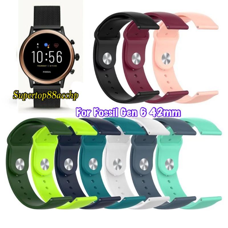 Strap Silicone Fossil Gen 6 42mm Tali Jam Tangan 18mm