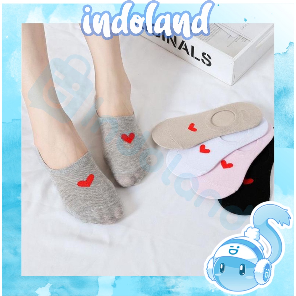 ☀INDOLAND☀ Kaos Kaki Motif love Kaos Kaki Pendek logo Lucu Socks Fashion Wanita Korea Import k019