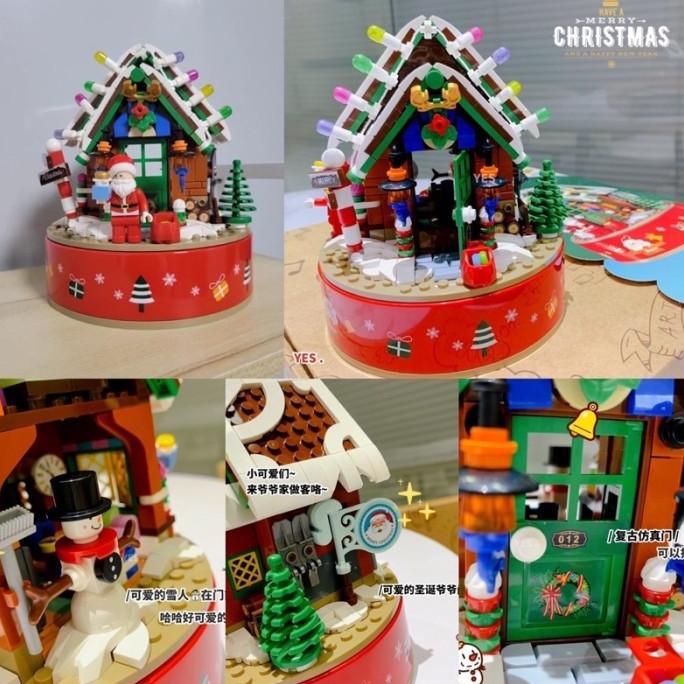 sembo block christmas theme lego bricks snow globe music box lego