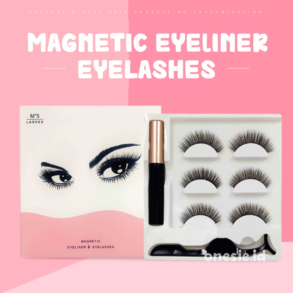 1 Set Magnetic Eyelash Bulu Mata Palsu 3 Pasang + Eyeliner Magnet + Tweezer XX084