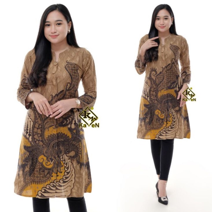 Tunik Batik Wanita Baju Batik Wanita Modern Atasan Batik Kerja Wanita Lengan Panjang Seragam Batik Kantor M L XL XXL