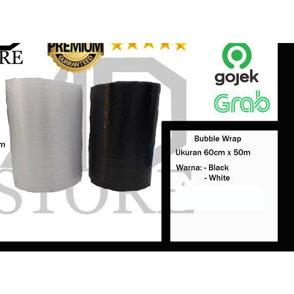 

Plastik Bubble Wrap Hitam & Bening Ukuran 60cm x 50m - bening