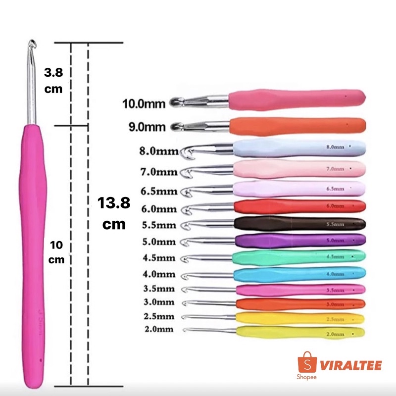 Hakpen Jarum Rajut Karet ( Crochet Hook Set Hokpen )