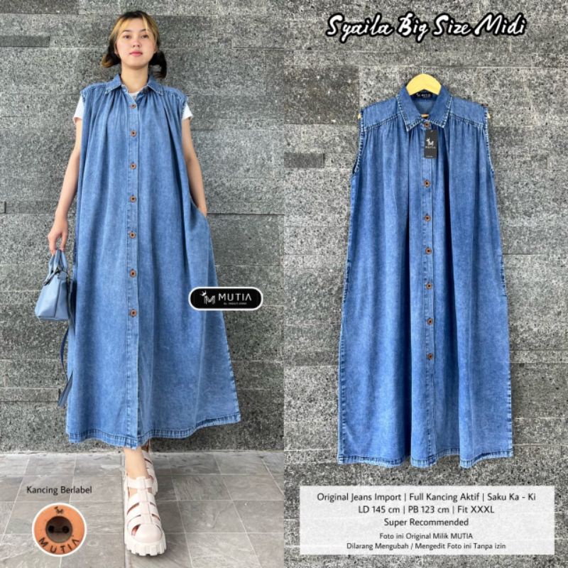 DRESS MIDI JEANS LD 145CM JUMBO / SYAILA MIDI DRESS