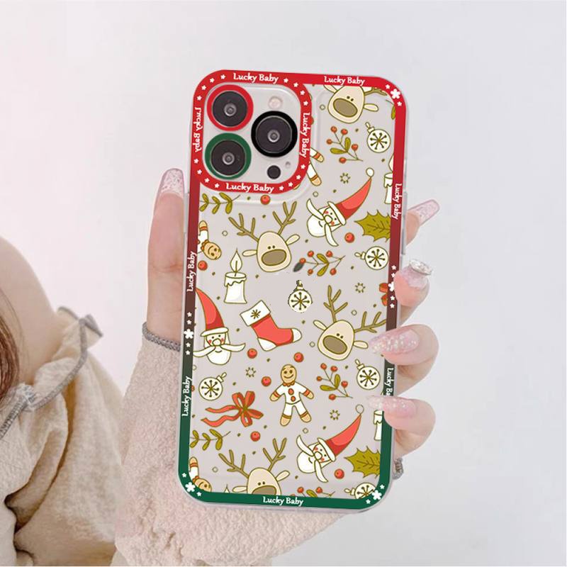 Soft Case Silikon TPU Transparan Shockproof Motif Natal Untuk IPhone 13 14 12 11 Pro 6S 7 8 Plus X XS MAX XR Mini