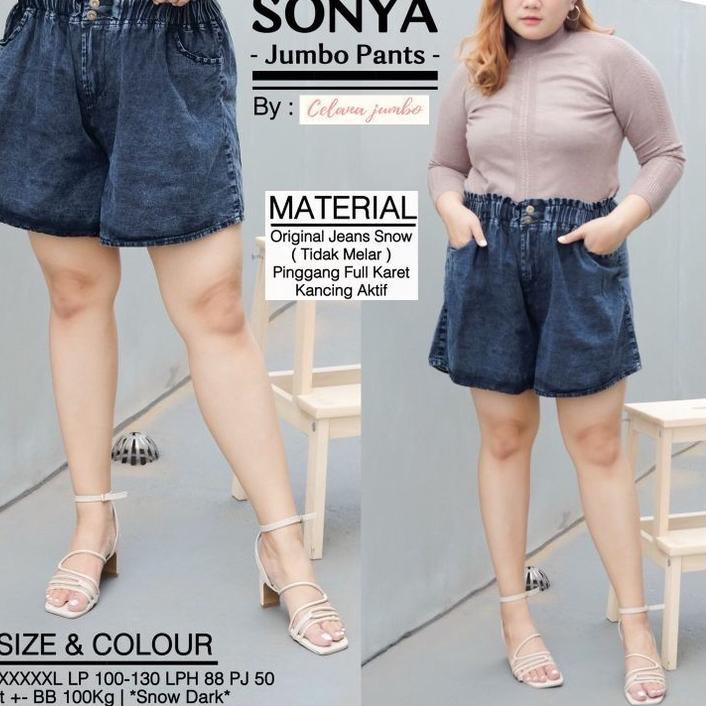 HOTPANTS JEANS JUMBO SONYA HOTPANTS JUMBO BB 110 KG | CELANA JEANS PENDEK HIGHWAIST WANITA SUPER JUMBO | Fashion Hits Kekinian OOTD Viral Terbaru