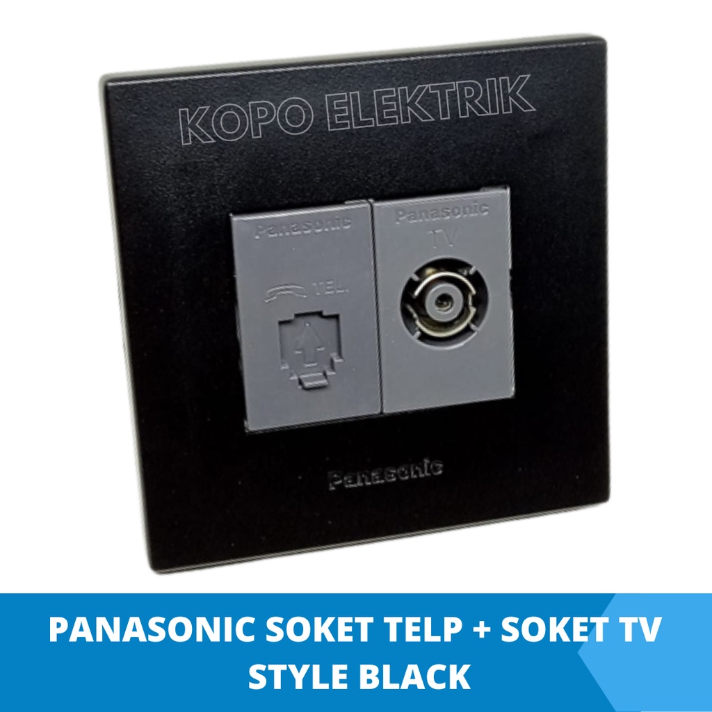 Panasonic Soket TV + Soket Telephone Style Black Minimalis