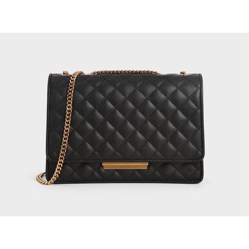 Preloved Charles n Keith - Quilted Shoulder Bag Black