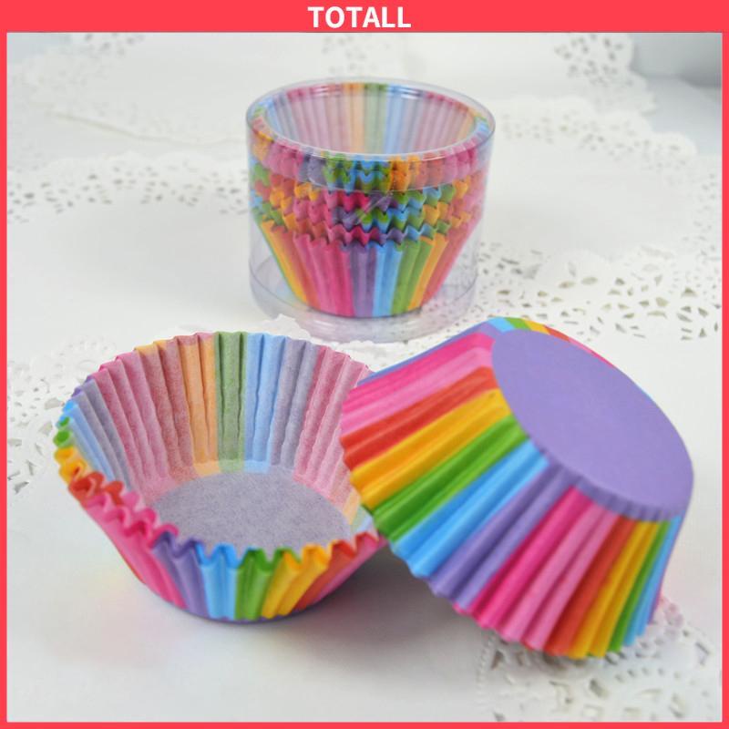 COD 100 Pcs Muffin Warna-warni Cupcake Kertas Cangkir Kue Kotak Kue Cup Case Cup Cake Kertas Kue-Totall