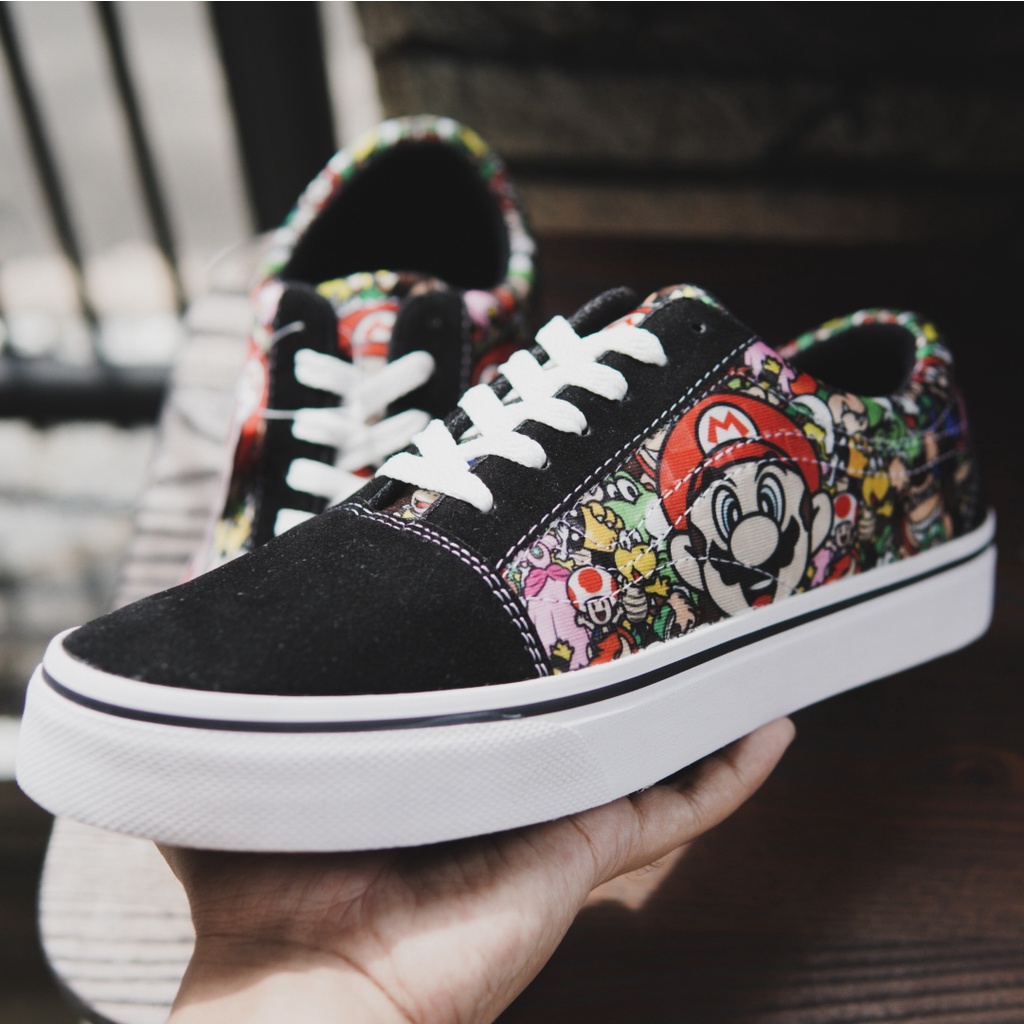 Sepatu Sekolah !!! Sepatu Sneakers Pria Vans Old School Vans Motif Mario Sekolah Kuliah Nongkrong