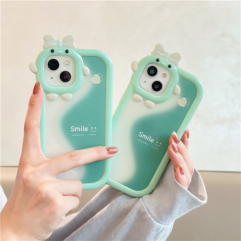 Soft Case Pelindung Lensa Desain Wajah Tersenyum Warna Gradasi Untuk iPhone 14 13 12 11 Pro Max X Xr Xs Max 7 8 6s Plus