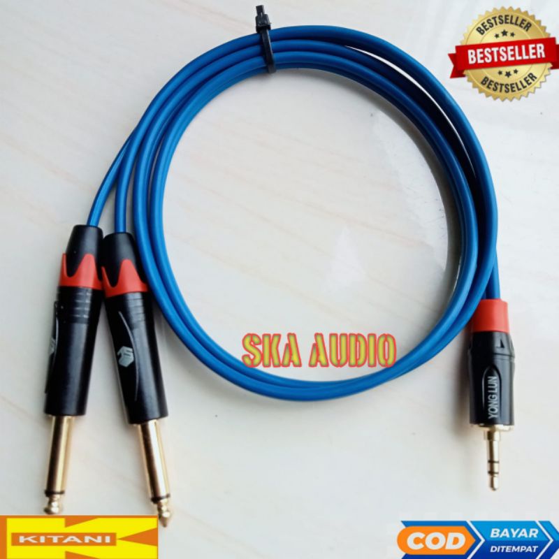 kabel input hape ke mixer audio jack jek 3.5mm stereo to 2 akai 6.5mm