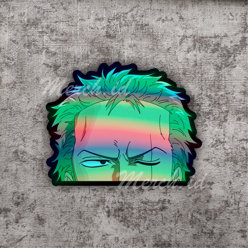 

stiker anime hologram one piece zoro
