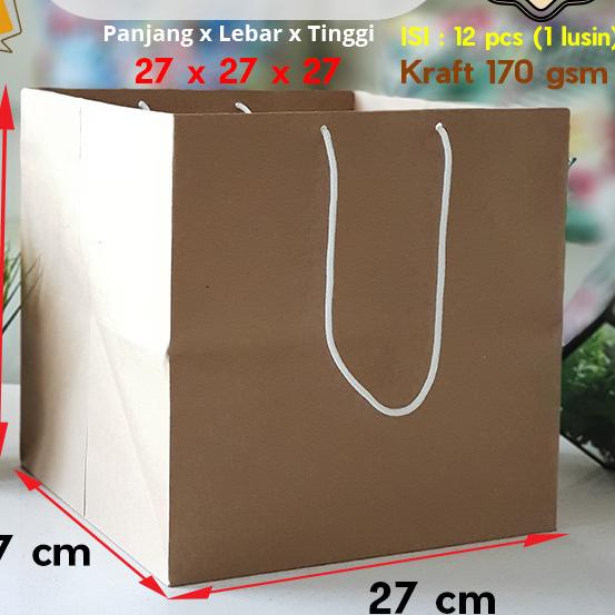 

Paper Bag Kue/Cake/Nasi/Bento Box Polos Kraft Coklat 27 x 27 x 27