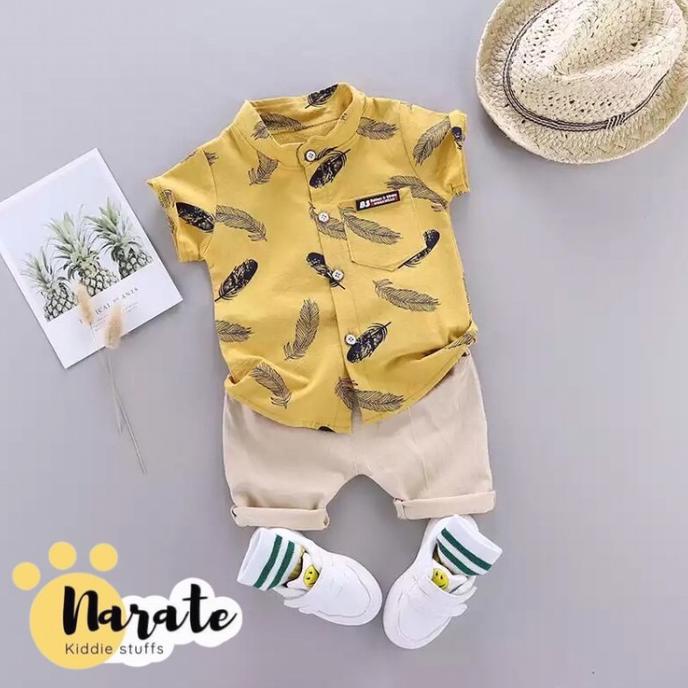 Terjangkau - Setelan Outfit Baju Pakaian Bayi Anak Laki Kemeja Celana Korea Murah ..