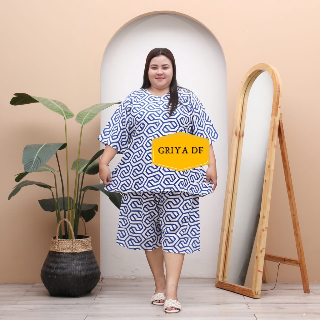 Setelan one set piyama baju tidur wanita kekinian jumbo bigsize oversize ld 130cm XXXL BB 85kg