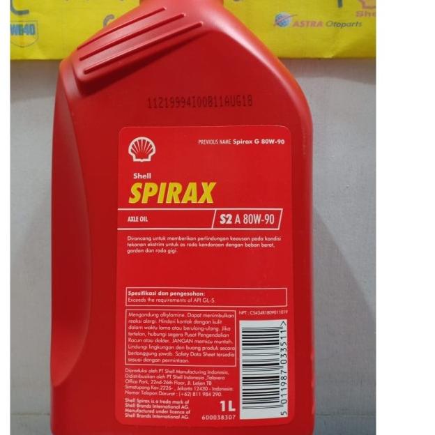 OLI SHELL SPIRAX S2 A 80W-90 1L - OLI TRANSMISI MANUAL - OLI GARDAN