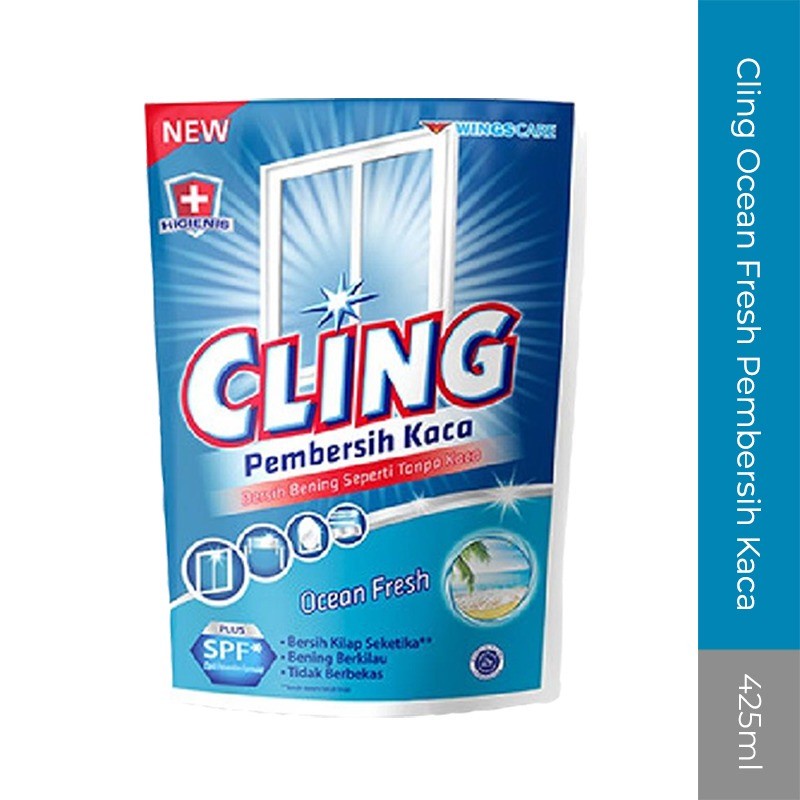 Cling Ocean Fresh Pembersih Kaca Pouch 425ml