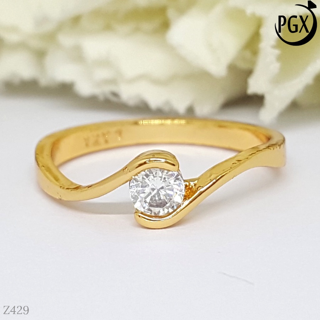 PGX Cincin Xuping Wanita Perhiasan Lapis Emas Aksesoris Fashion Premium - Z429