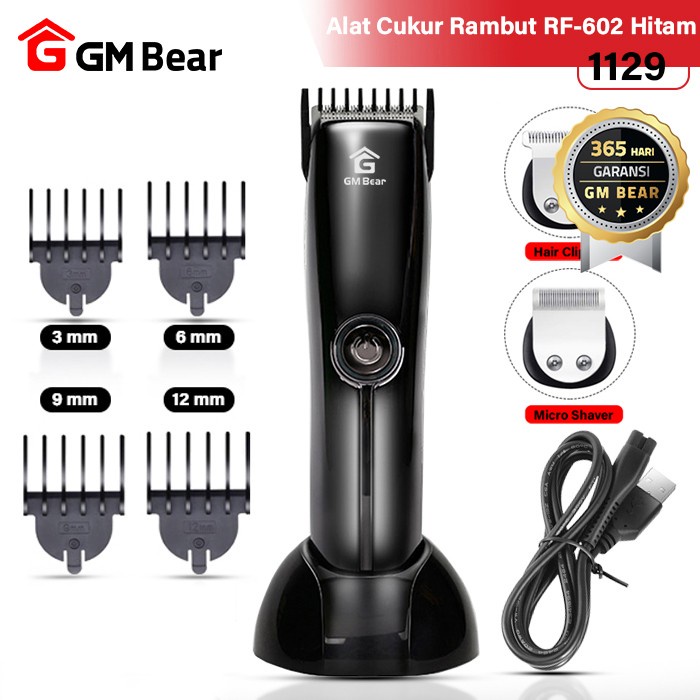 GM Bear Alat Cukur Rambut Profesional 1129-Professional Hair Clipper Black