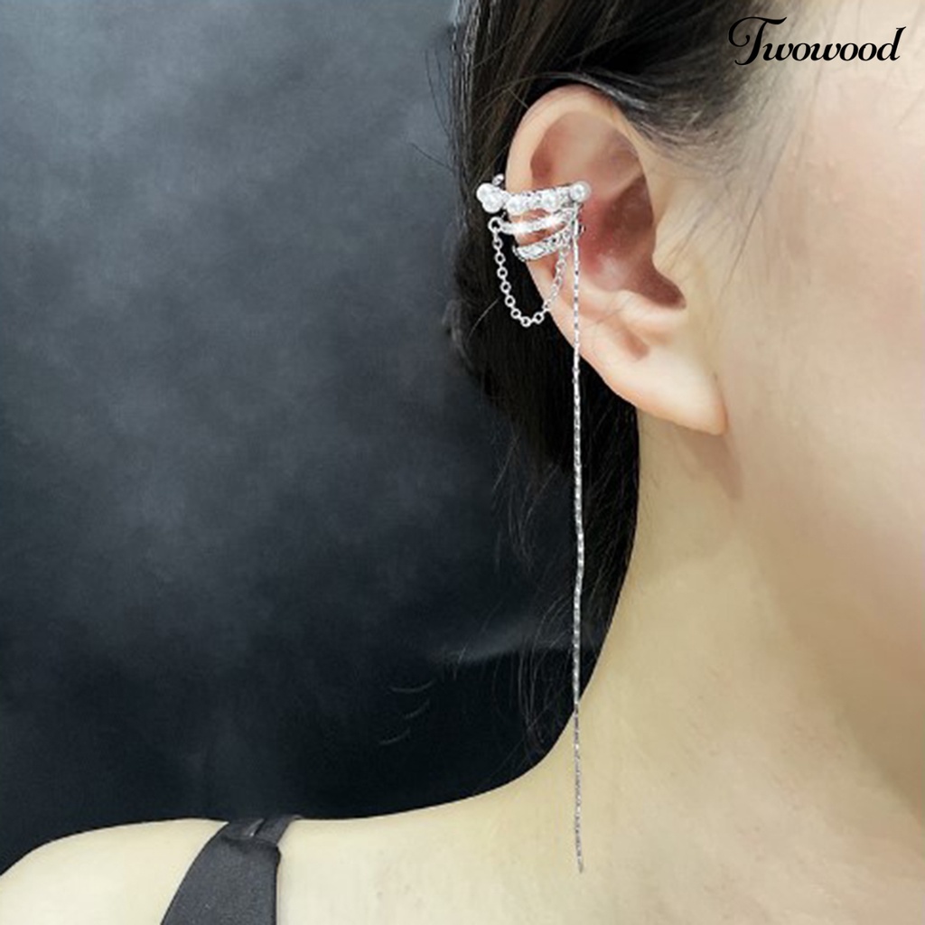 1 Pc Anting Klip Tiga Lapis Aksen Mutiara Tiruan Bahan Cubic Zirconia Gaya Perancis Untuk Pesta Pernikahan