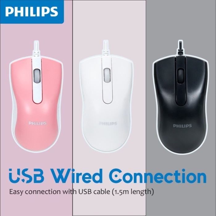 Philips Mouse Philips Wired M101 Black Ergonomic Design