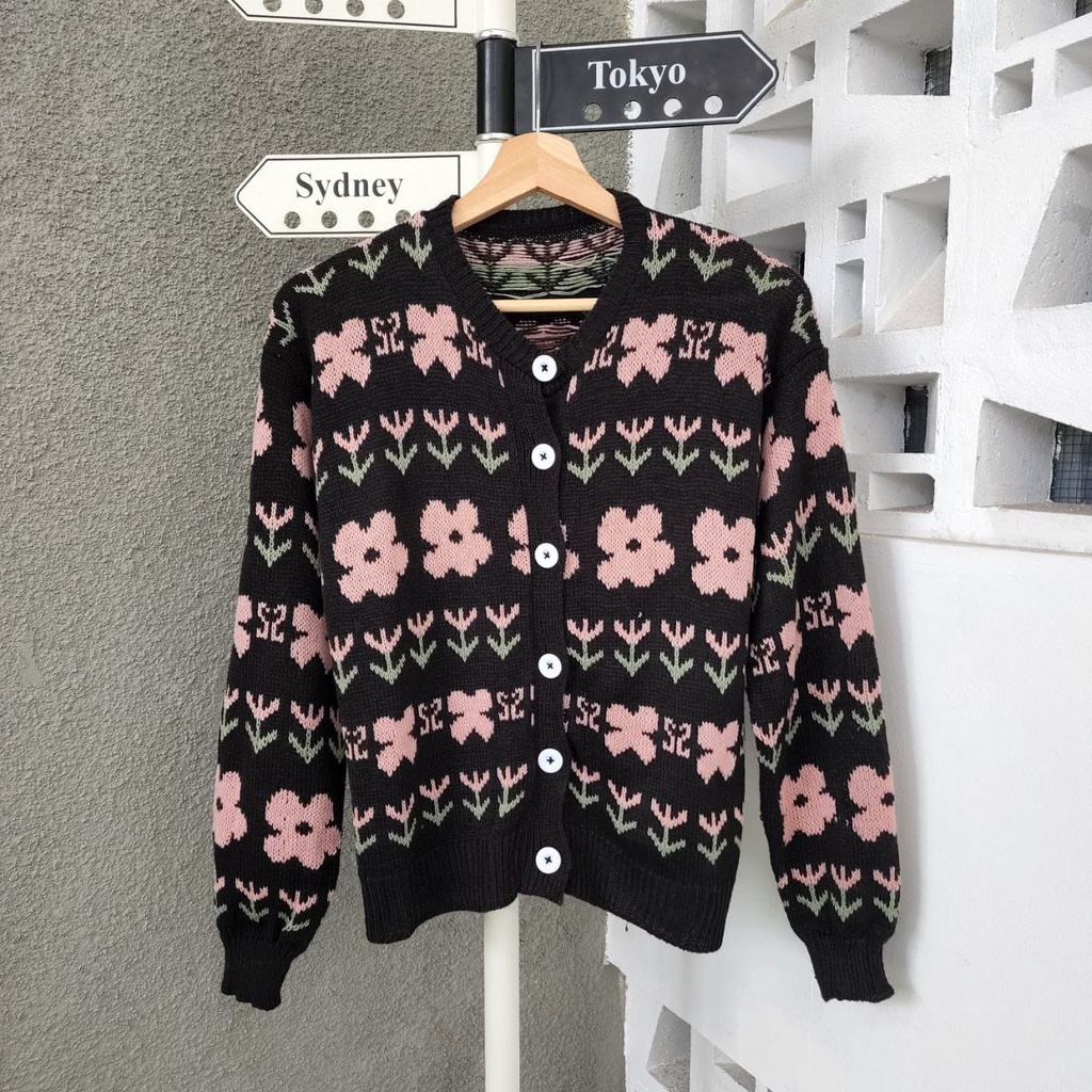 FLOWER KNITE OUTER - TRENDI - WANITA KOREA