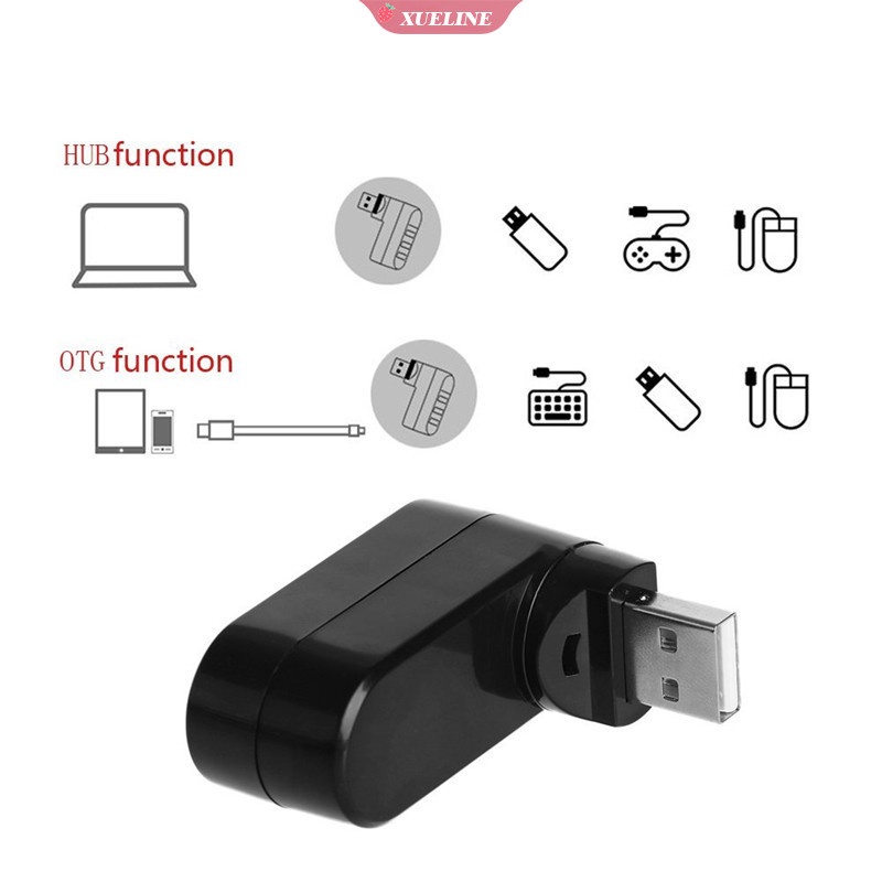 Hub Splitter 3 Port usb 2.0 3-Port Mini Bisa Berputar