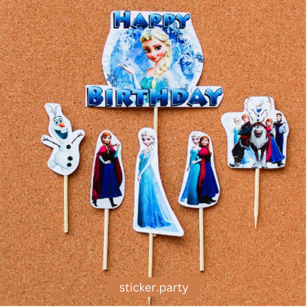 TOPPER CAKE FROZEN HIASAN KUE TART ELSA ANA TOPPER HAPPY BIRTHDAY HIASAN CUPCAKE